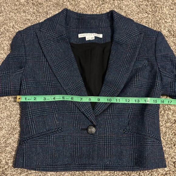 Veronica Beard Fabiola Glen Plaid Peak Lapel Crop Blazer size 0 - Picture 11 of 12